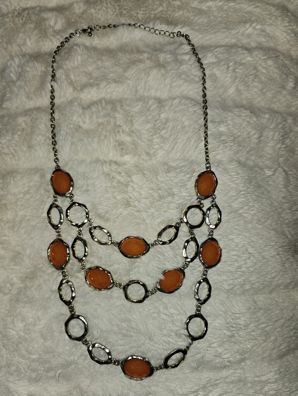 Orange Stone Multi-Strand Statement Necklace